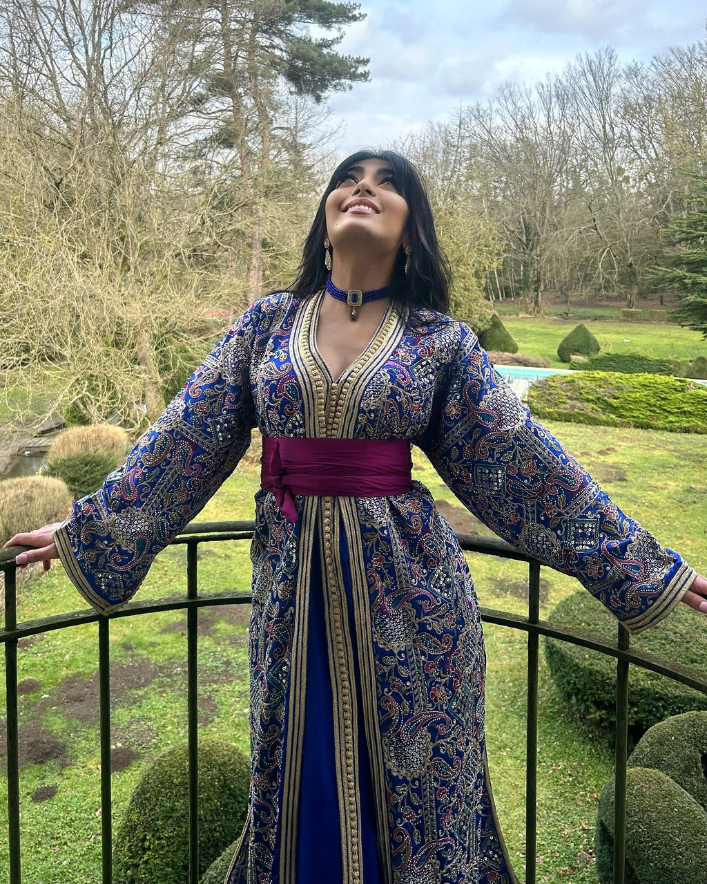 Caftan Sari Bleu Roi - Caftan prodiges